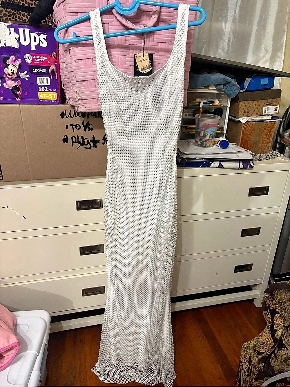 Maxi Mesh Dress in White Size Small NWT